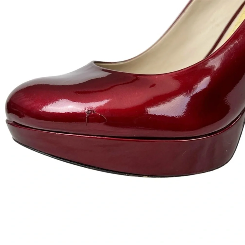 Joan & David Flipp Dark Red‎ Patent Leather Platform Pumps Heels Size 7.5